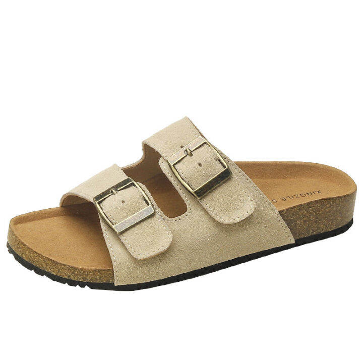 รองเท้าแตะ-birkenstocks-รองเท้าแตะใส่ด้านนอกสำหรับฤดูร้อน2023รองเท้าชายหาดพื้นหนากันลื่นรองเท้าแตะโบเคนหนังเนื้ออ่อน