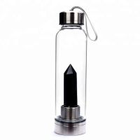 Natural Quartz Gemstone Glass Water Bottle Direct Drinking Glass Cup Crystal Stone Obelisk Healing Wand Glass Bottle Decoration