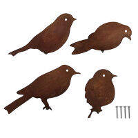 4 pcs ในร่มกลางแจ้งรั้วสกรูรูปปั้นนกหัวขวานเหมือนจริง Yard Duty Bird Iron Art ของขวัญเครื่องประดับสวนน่ารัก