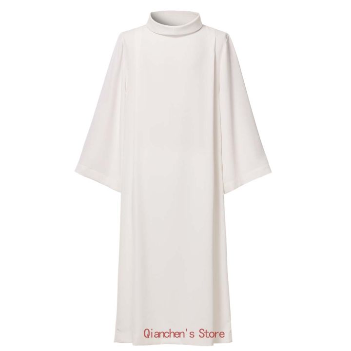 TOP☆Catholic Alb Priest Mass Alb Vestments Robe Roll Collar Solid ...