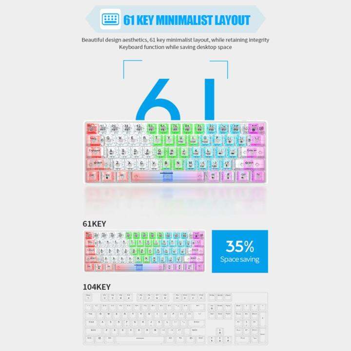 61ปุ่มคีย์บอร์ดเล่นเกม-hotswap-คีย์บอร์ดเล่นเกมคีย์บอร์ดสำหรับเล่นเกมแบบมีสาย-backlit-keycap-แป้นพิมพ์-usb-แบบมีสายสำหรับเดสก์ท็อปพีซีคอมพิวเตอร์แล็ปท็อป