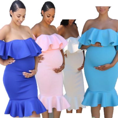 Maternity Dresses For Photo Shoot Ruffle Pregnancy Dress Off Shoulder Maxi Maternity Photography Props Maternity Gown