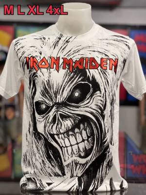 เสื้้อยืดคอกลมงานป้าย เสื้อวง IRON Maiden สกรีนลายหน้าหลังเนื้อผ้าคอตตอน ไซร์ยุโรป1ตัว