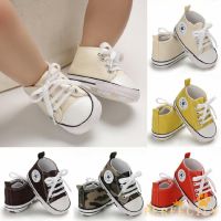 COD DSFGREYTRUYTU Perfectly-Newborn Toddler Kids Canvas Sneakers Baby Boy Girl Soft Sole Crib Shoes Prewalkers