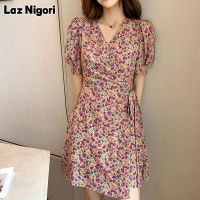 Laz Nigori ชุดเดรสลายดอกไม้ใหม่วินเทจฝรั่งเศสเป็นกระโปรงA-Lineบาง