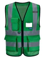 Womens reflective safety vest for men with high visibility and safety with pockets and zippers. The front meets ANSI/ISEA stan