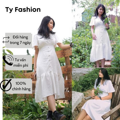 Đầm maxi trắng đuôi cá đi biển Tyfashion TFDMX1065 phù hợp đi tiệc ...