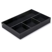 4 Slots Desk Drawer Organizer, Pu Leather Drawer Storage Organizer Divider for Office Desk Supplies Value Collection and Accessories Purpose Storage Desktop Organizer Tray