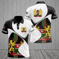 Customize Kenya Emblem Graphic Polo Shirts Summer Unisex Casual Streetwear Mens Fashion Loose Jersey Plus Size Sportswear