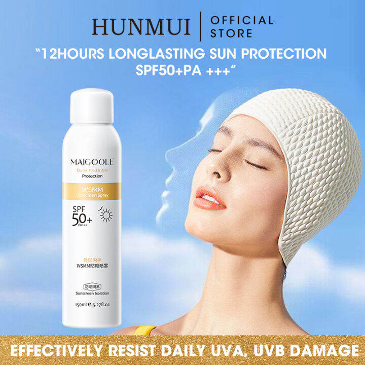 Hunmui Whitening Sunscreen Spray SPF 50+ PA+++ Sun Screen Mist 12 Hours ...