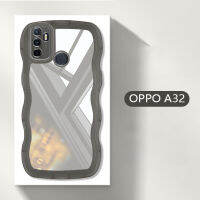 ถุงลมนิรภัยเคสป้องกันการตกสำหรับ OPPO A32 A53เคส2020ฝาครอบ TPU เนื้อนิ่มโปร่งใสขอบคลื่นขนาดใหญ่ป้องกันเลนส์กล้องฝาหลังใสดูหรูหรา