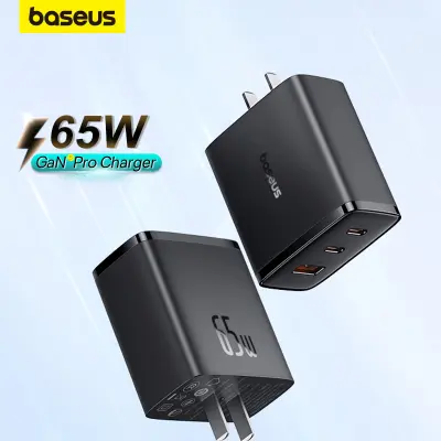 Baseus 65W GaN5 การชาร์จอย่างรวดเร็ว USB Type C Charger 2C + U 65W CN Quick Charge สำหรับแล็ปท็อปแท็บเล็ต PD3.0 QC3.0 ค่าใช้จ่ายที่เข้ากันได้