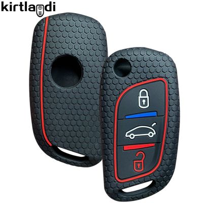 เคสกุญแจแบบพับรถรีโมทซิลิโคน3ปุ่มสำหรับ Peugeot 3008 308 408 407 5008สำหรับ Citroen C1 C2 C3 C4 C5 DS3 DS6 DS5 DS4