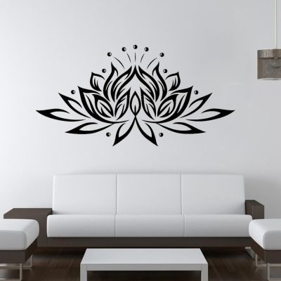 ELEGANT Lotus Flower PVC Wall Art สติกเกอร์ตกแต่งห้องนั่งเล่นโยคะ Namaste ไวนิลสติกเกอร์ตกแต่งห้องนอนโปสเตอร์ Self Adhesive