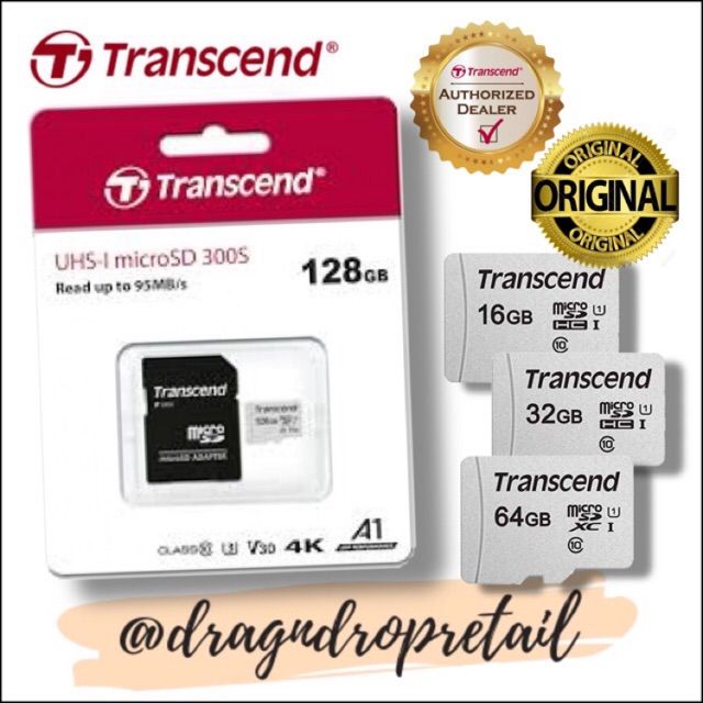128GB Transcend 300S microSDXC UHS-I U3 V30 A1 CL10 Memory Card