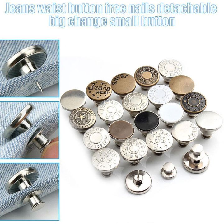 Retractable Jeans Button 1pcs Adjustable Removable Stapleless Metal ...