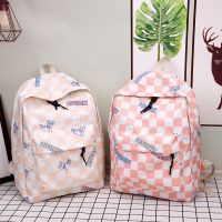 [COD] Large-capacity backpack female 2022 new cute student schoolbag checkerboard lattice travel bag