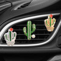 Diamond Inlay Cactus Auto Air Outlet Fragrance Clip เครื่องปรับอากาศ Air Outlet Fragrance Clip ภายในรถยนต์ N5IT