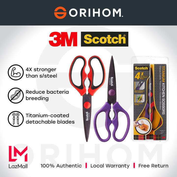 3M SCOTCH KSDT(R) Titanium Kitchen Scissors 4X Sharp Heavy Duty