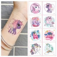 【YF】 24pcs/Set No Repeated Dreamy Unicorns Temporary Tattoos Stickers For Kids Waterproof Disposable Cute Cartoon tatouage temporaire