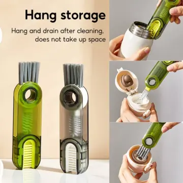 2 Pcs Multipurpose Bottle Gap Cleaner Brushes 3 in 1 Bottle Cap Brushes Foldable Groove Gap Cleaning Brushes for Cup Cover, Groove Gap