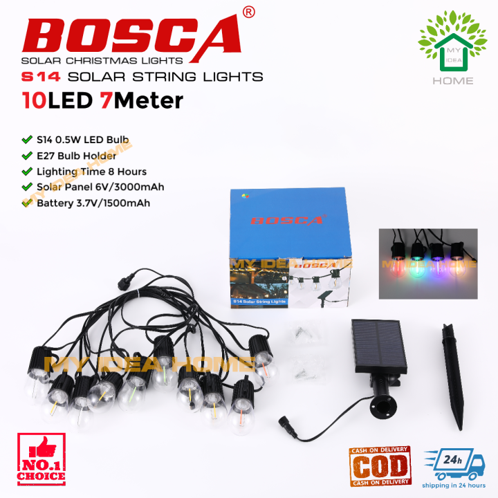 BOSCA S14 Solar String Light 10Bulbs 7M and 20Bulbs 11M Indoor/Outdoor