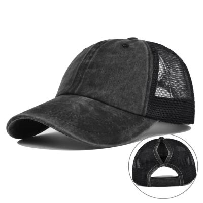 บุรุษและสตรีผ้ายีนส์ย้อนยุคล้างและเก่าหมวกยอดแหลมประกบสีทึบเบสบอลสตรีหมวกด้วยคำพูดหมวกธง