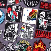 Rainbow Skull Patch Iron On Patches For Clothing Thermoadhesive Patches On Clothes Punk Skeleton Embroidery Patch Sewing Badges