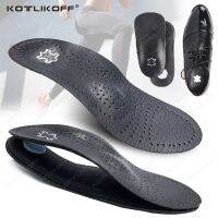 Leather Insoles For Shoes Sole Men Women Black Recycled Leather  Half/Full Pads Flat Feet Arch Support O/X Leg Corrected Insert Shoes Accessories