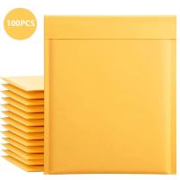 100 Pcs Yellow Paper Bubble Envelopes Bags Different Specification Mailers Poly for Packaging Self Seal Shipping Bubble Bags