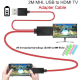 Y & M สายแปลง Micro USB เป็น HDMI 1080P HD TV,อะแดปเตอร์สำหรับแอนดรอยด์ Samsung โทรศัพท์11PIN