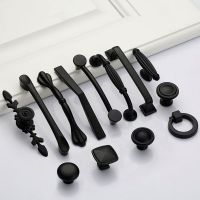 Black American Aluminium Alloy Door Handles Wardrobe Drawer Pull Kitchen Cabinet Knobs For Furniture  Hardware Accessories Door Hardware Locks