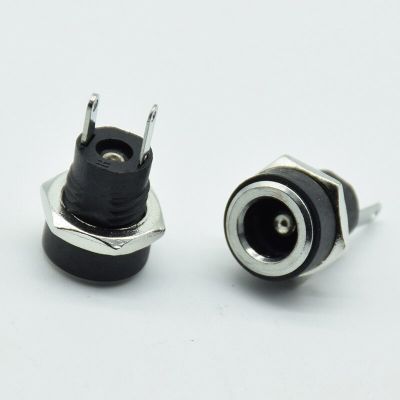 10Pcs/5pcs DC 12V 3A Power Supply Jack Socket Female Panel Mount Connector 5.5mm 2.1mm Plug Adapter 2 Terminal Types 5.5*2.1  Wires Leads Adapters