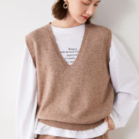New knitted v-neck cashmere sweater women autumn and winter fashion cashmere jacket all-match sleeveless sweater