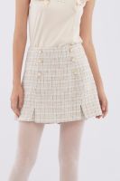 EP กางเกงกระโปรงผ้าทวีต ผู้หญิง สีเบจ | Tweed Skort | 4594