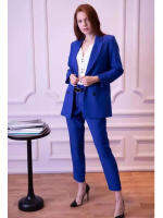 Royal Blue ผู้หญิง Pantsuits Notch Lapel เสื้อ + กางเกงสูทผู้หญิงชุดกางเกงหญิงกางเกงชุดที่กำหนดเองq