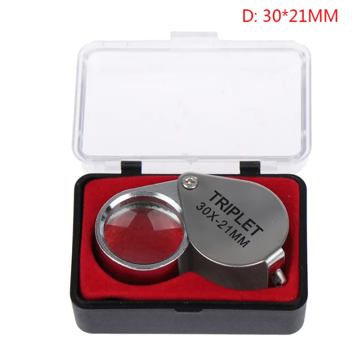 4sizes Triplet Jeweler Eye Loupe Magnifier Magnifying Glass Jewelry Diamond+Box