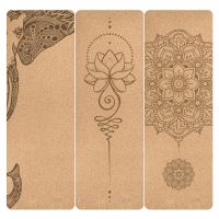 4mm Natural Cork TPE Printed Yoga Mat Non-slip Esterilla Yoga Sweat-absorbing Home Fitness Pad Gymnastics Pilates Mats With Bag Yoga Mats