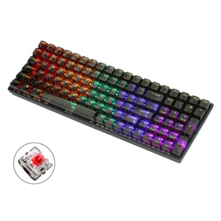 100 Keys Customized Gaming Wired Mechanical Keyboard Transparent Keycap