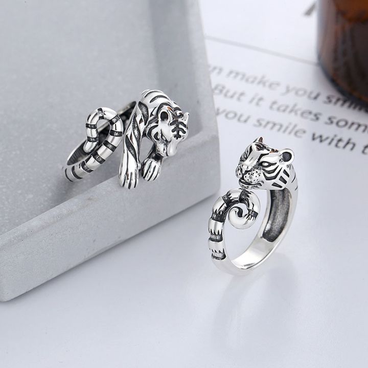 ferocious-tiger-ring-for-men-women-vintage-silver-color-animal-style-simple-trendy-jewelry-gift-adjustable-opening-rings