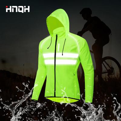 HNQH Windproof Cycling Jackets Hooded Men Riding Waterproof Cycle Clothing Bike Long Sleeve Jerseys Reflective Vest Wind Coat