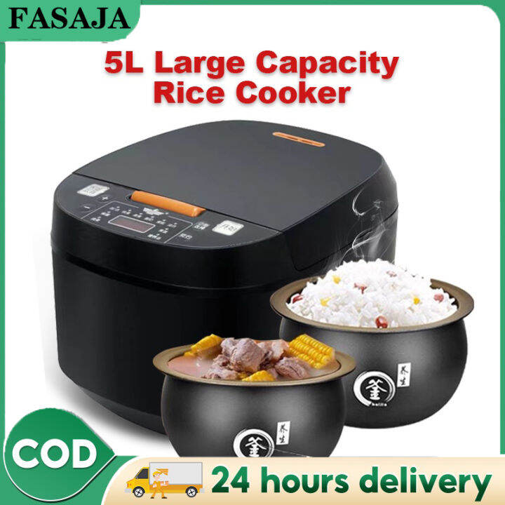 5L Rice Cooker, Big Capacity Touch Control 24h Preset Timer Multi