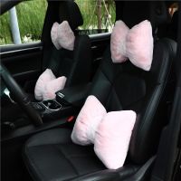 【NATA】 Car Plush Headrest Lumbar Support Pillow Soft Glutinous Rabbit Fur Car Pillow Lumbar Support Pillow Cushion Comfortable Pillow for Home and Car