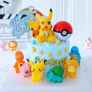 6pcs/set Anime Pokemon Pikachu Figures Cake Decoration Model Toys