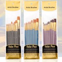 hot【DT】⊙✙  Paint Watercolor Handle Painting Brushes Supplies Stationery 10 pcs