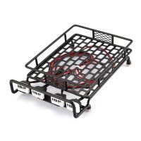 【YF】 Universal Big Roof Rack Luggage Carrier And 4 Square LED Lights RC Car Rock Crawler For AXIAL SCX10 RC4WD CC01