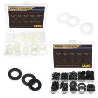 ✇ 480pcs M2.5 M3 M4 M5 M6 M8 M10 M12 Black White Nylon Flat Washer Plastic Insulation Spacers Seals Gasket Washers Ring Kit