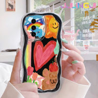 Jjlingji เคสปลอกสำหรับ Samsung S23 S23พิเศษน้ำมันเคสลายหมีรุ้งลายคลื่นเนื้อครีมขอบเป็นคลื่นเคสมือถือกันกระแทกแบบใสนิ่มที่โปร่งใสลายกล้องถ่ายรูปอย่างสร้างสรรค์เคสซิลิกาเจลป้องกัน