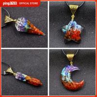 PING3693 Amulet สร้อยคอจี้ลูกตุ้มเรกิ 7 Chakra orgonite คริสตัลรักษารักษา สร้อยคอจี้จักระพลังงาน ของขวัญที่สร้างสรรค์ หินธรรมชาติหิน สร้อยคอหินหลากสี