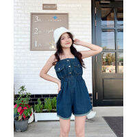 Theyourlooks  พร้อมส่ง Rachel denim jumpsuit จั๊มสูทยีนส์ ขาสั้น